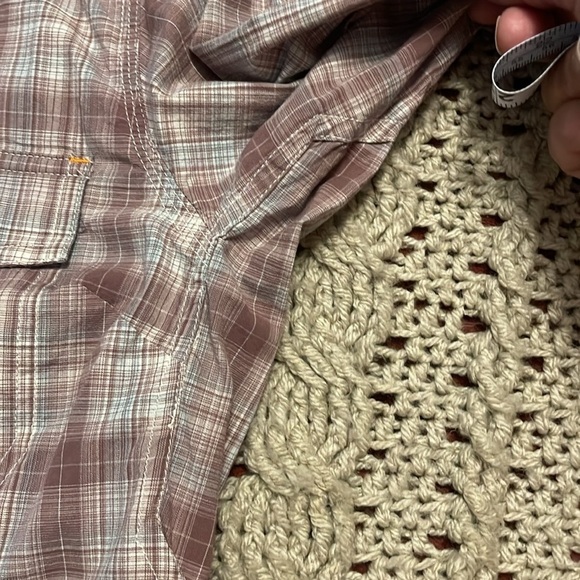 Ariat Rebar Plaid L/S Work Shirt pockets women’s sz‎ M muted, rose and blue - Picture 13 of 16